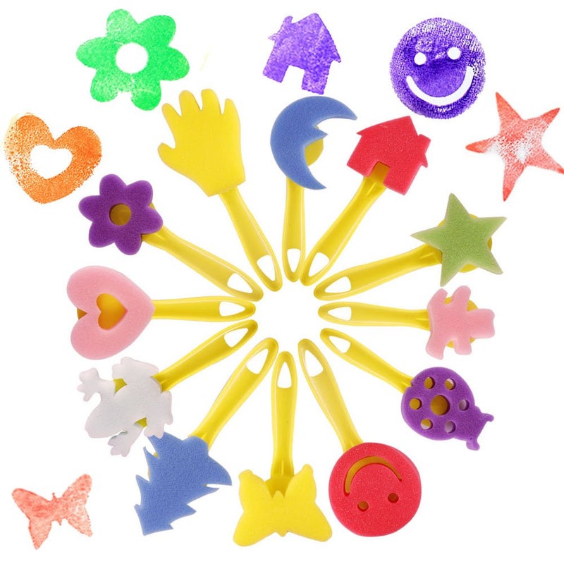 EVNEED Paint Sponges for Kids,29 pcs of Fun Paint Brushes for Toddlers.Coming with Roller,Flower Pattern Brush, Brush Set, Long Sleeve Waterproof Apron with 3 Roomy Pockets - Image 2